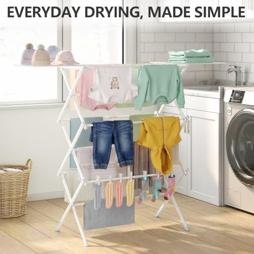 REALINN Foldable Clothes Drying Rack, Expandable Portable Indoor Outdoor