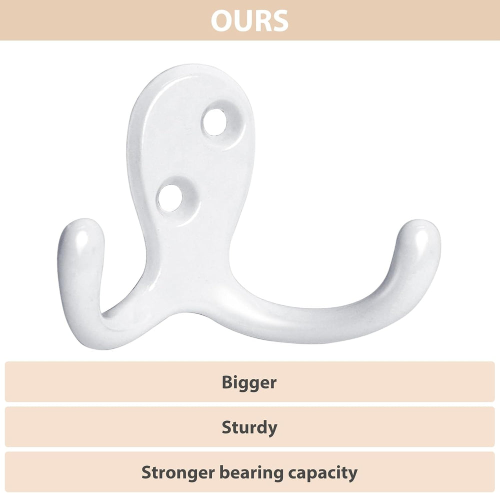 Homanu 54 Pack Coat Hooks, Heavy Duty Double Prong Coat Hooks Wall Mounted wi...