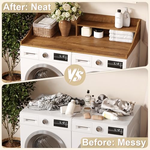 Washer and Dryer Countertop, 54'' Laundry Shelf Organizer Wood Dryer ...