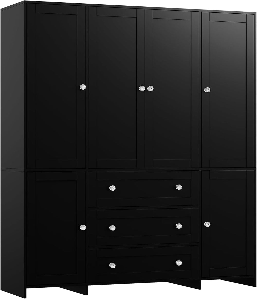 VOWNER 71" Armoire Wardrobe Closet with Drawers and Mirror, 6 Doors