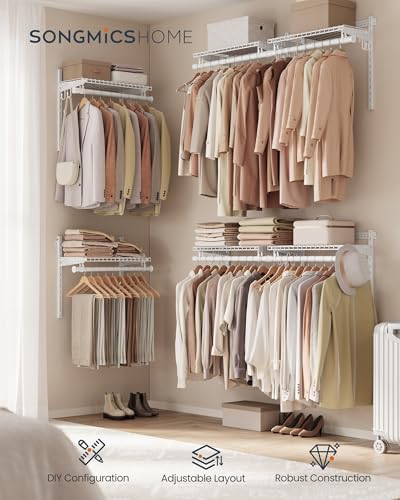 SONGMICS HOME Closet System, Closet Insert Organizer, 4-8 ft Closet Shelves