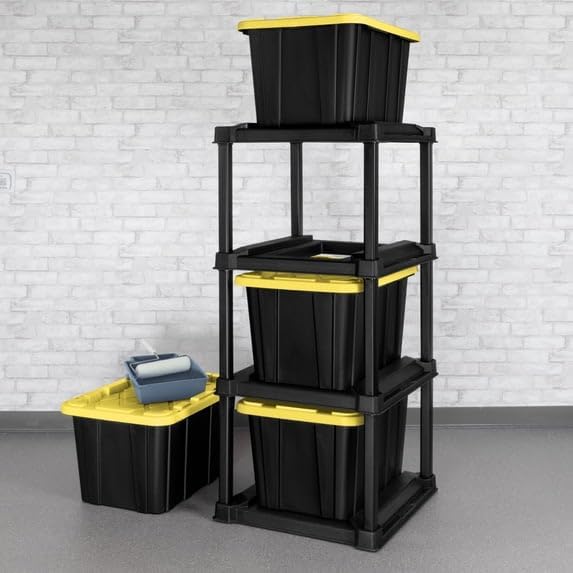 Heavy Duty Plastic Tote Rack, 4 Tier Vertical Organizer for 27 Gallon Industr...