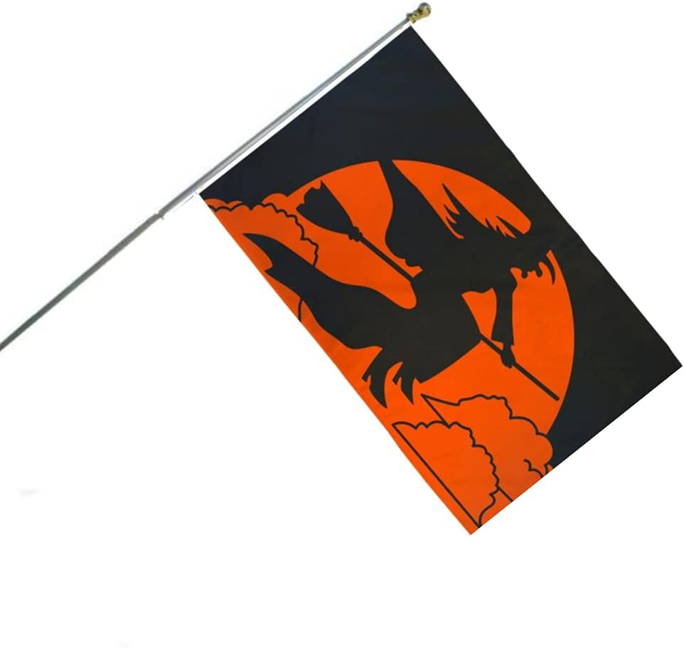 Halloween Witch House Flag & Pole Kit - Perfect for Halloween Decorations...