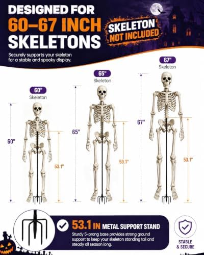 Halloween Skeleton Stand Kit & Solar String Lights,【Skeleton Not Included】