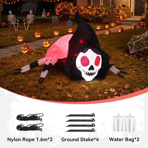 5.7FT Halloween Inflatable Skeleton Spider Outdoor Yard Decor with Magic Ligh...