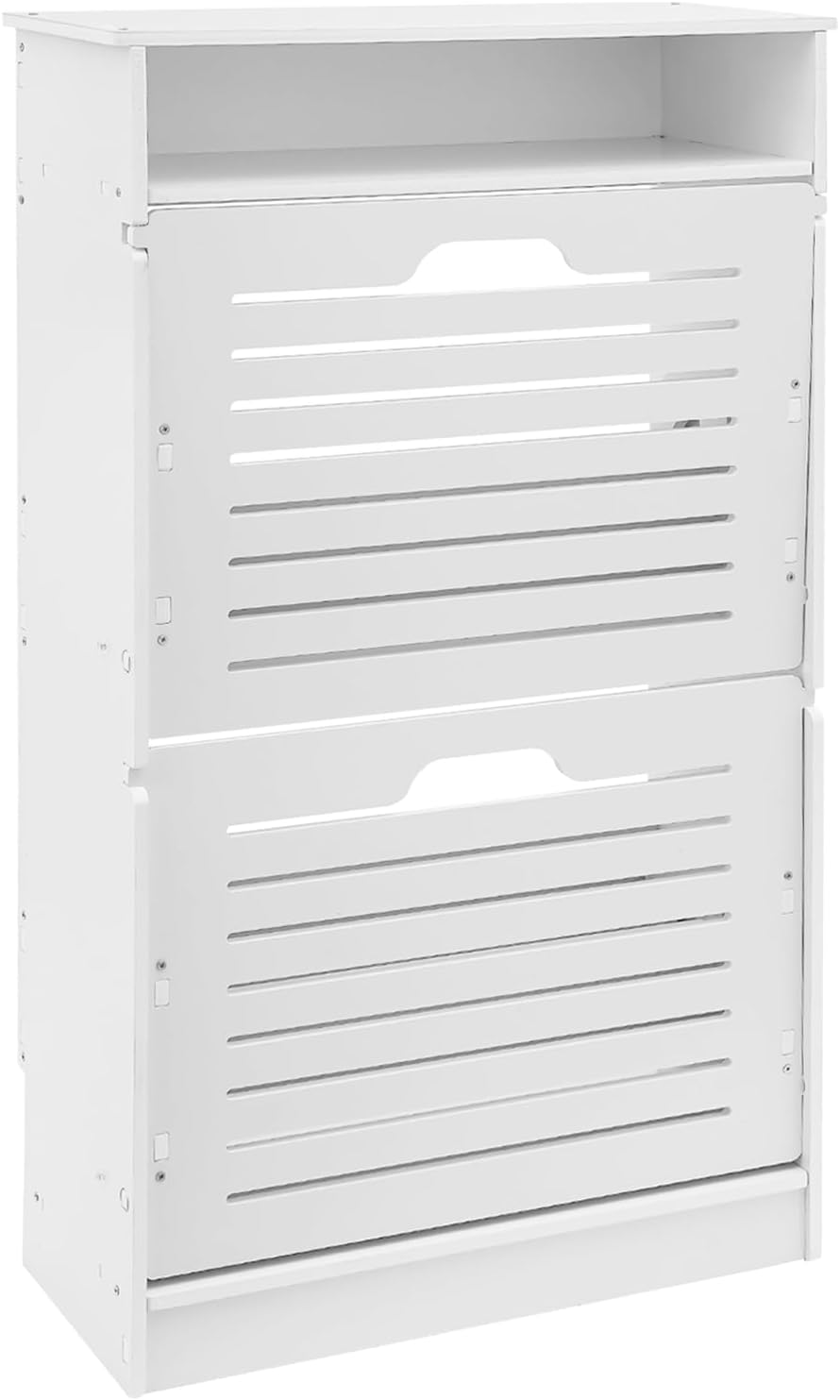 Free Standing Shoe Rack for Entryway, Hidden Narrow Shoe Storage Cabinet w/2 ...