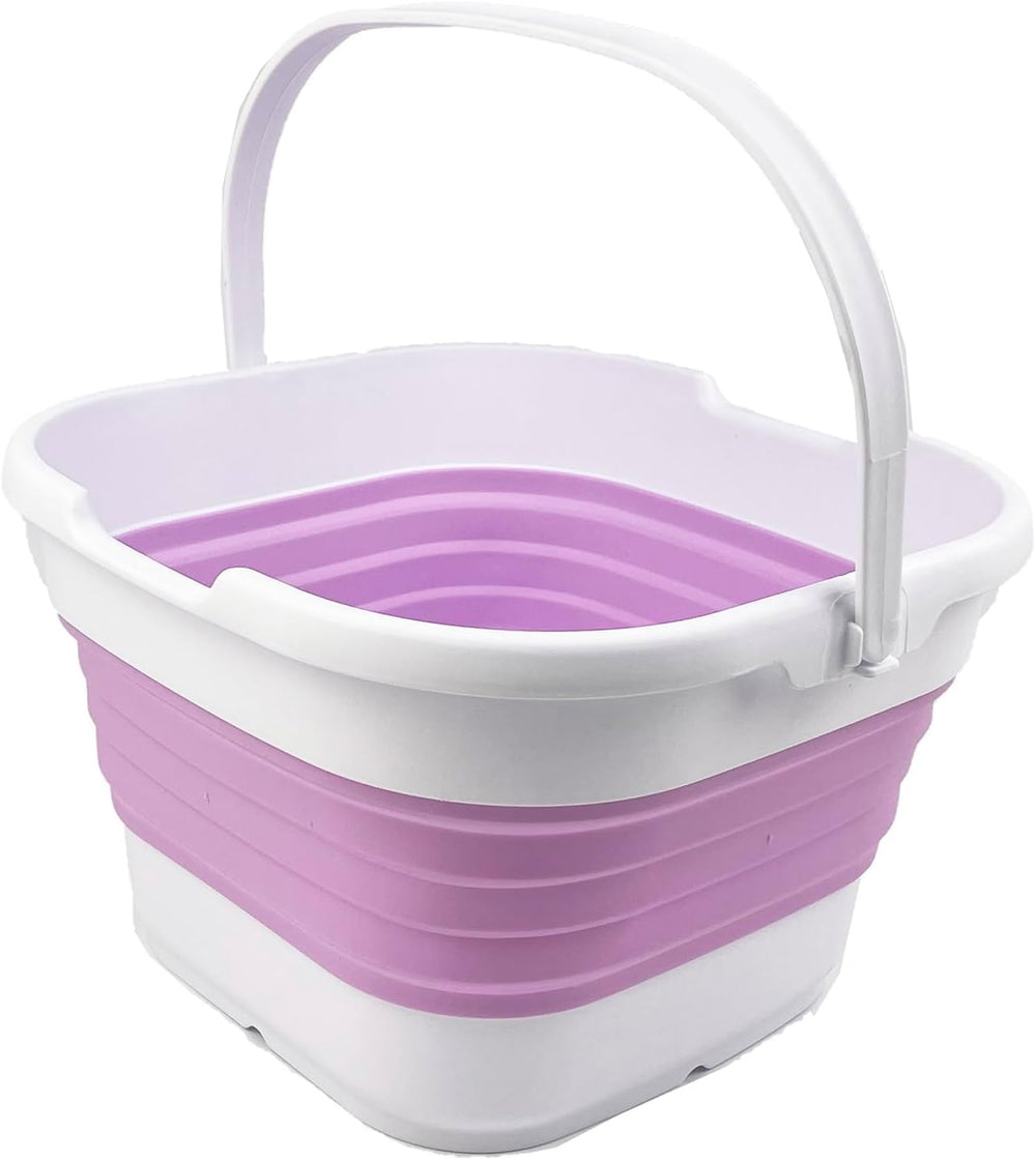 SAMMART 9.5L (2.5 Gallon) Collapsible Rectangular Handy Bucket (White/Pale Pu...
