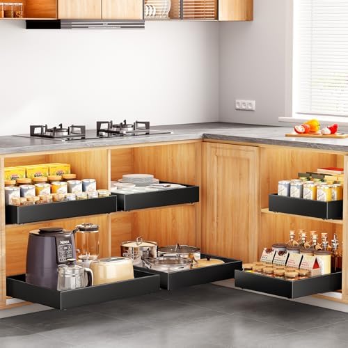 2Pack Pull out Cabinet Organizer, 21"Deep, Heavy Duty Full-extension Sli...