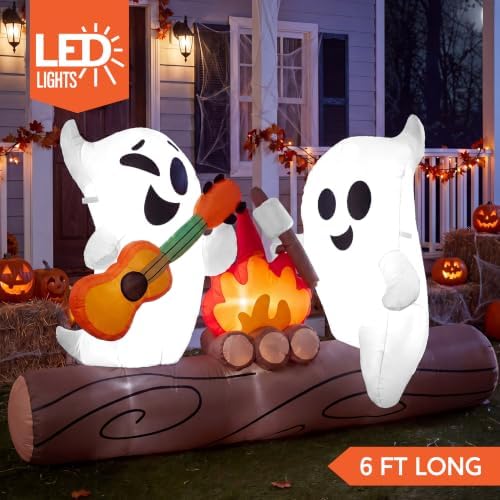 Joiedomi 6ft Long Halloween Inflatable Ghost Outdoor Decoration, Cute Blow Up...