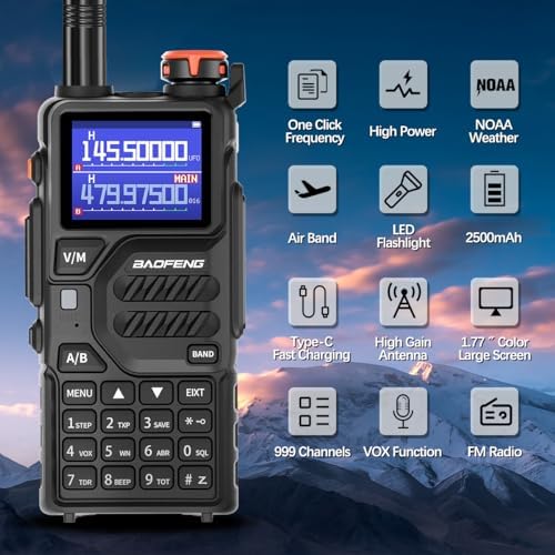 BAOFENG K5PLUS Radio Ham Radio 10W Rechargeable Walkie Talkies Long Range UV3...