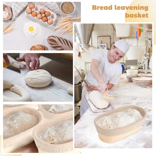 Gejoy 25 Sets Bread Proofing Baskets Bulk 10 Inch Banneton Dough Proofing Bow...