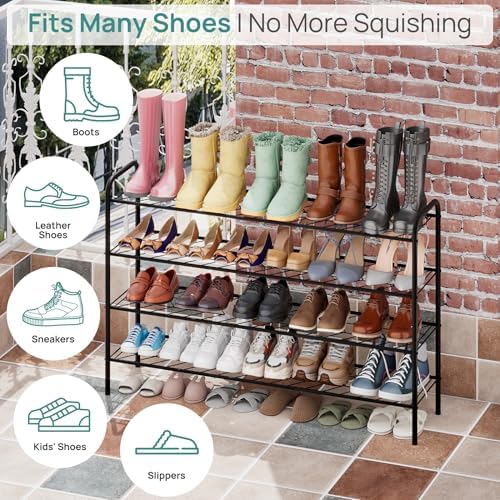 viewcare Long Shoe Rack for Closet, 4-Tier Extra Long Shoe Rack for Entryway ...