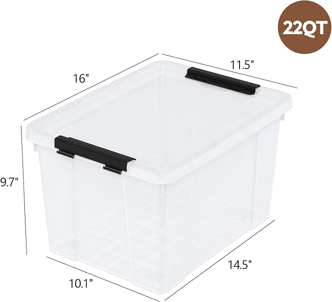 Zopnny 24 Quart Clear Plastic Storage Bin (4-Pack)