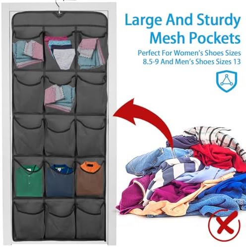 3Pcs 30 Large Pockets Dual Sided Hanging Shoe Organizer Double-Side Closet St...