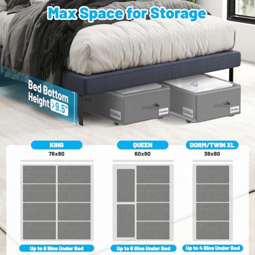Under Bed Storage with Wheels, 3-Pack 10" Height XXL 75L Rolling Storage...
