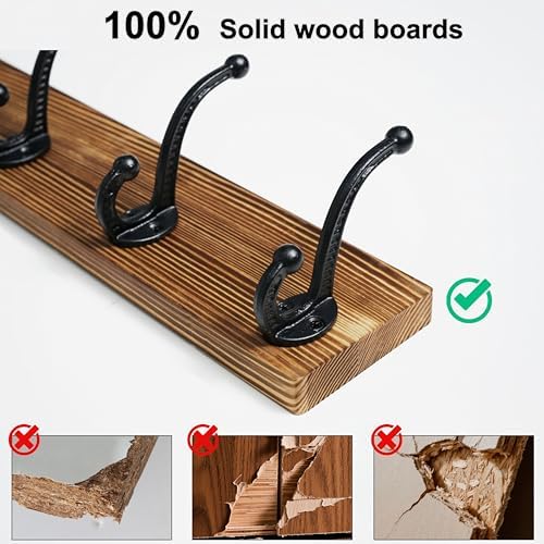 WEBI Rustic Coat Rack Wall Mount,30" Long 7 Cast Iron Coat Hooks Wall Mo...