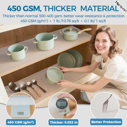 Hersvin Shelf Liners, 22in x 20ft Kitchen Drawer Mats, Non-Adhesive EVA Cupbo...