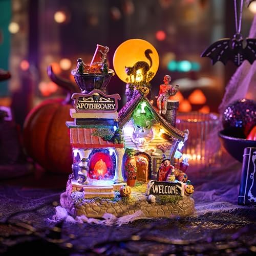 Valery Madelyn Halloween Decorations, Lighted Halloween Village Houses with M...