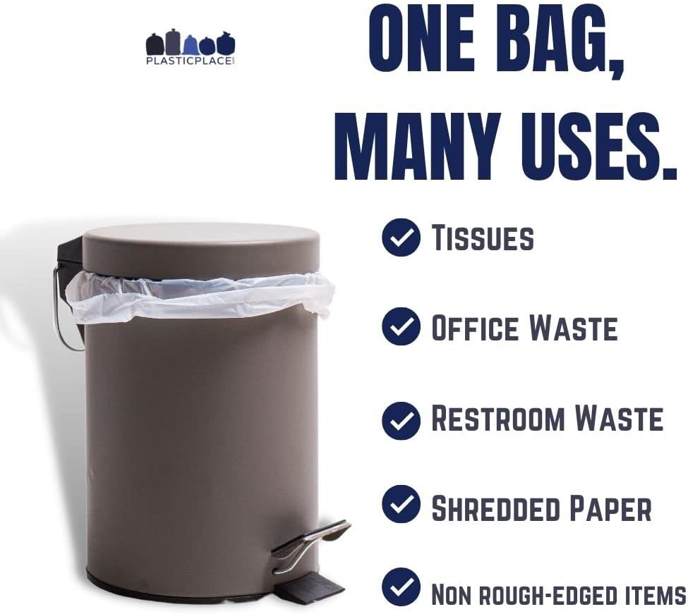 Plasticplace 7-10 Gallon Trash Bags │ 6 Microns │ Clear Garbage Can High Dens...