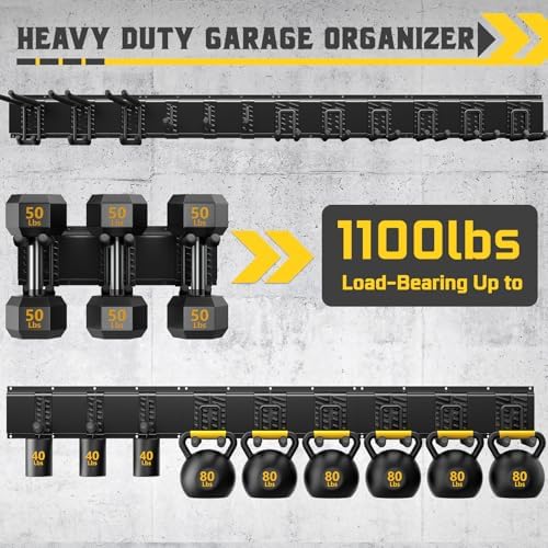 96" Garage Tool Organizer Wall Mount, 1250lbs Heavy Duty Garden Tool Sto...