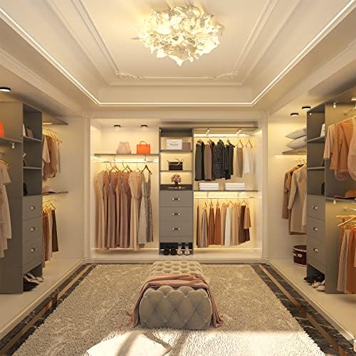 iSunirm 8FT Closet System, 96'' Closet Organizer System with 3 Hangin...