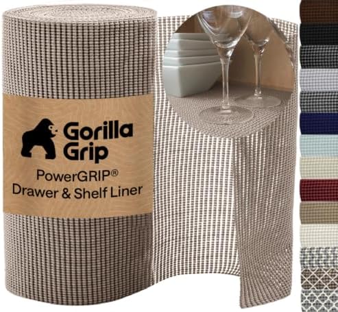 GORILLA GRIP powerGRIP Drawer Shelf and Cabinet Liner, 24"x20', Beige