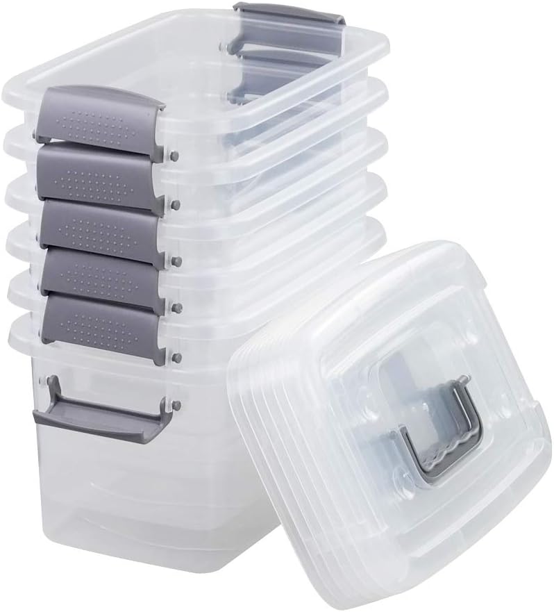 6-Pack Home Storage Bins, Plastic Container, Clear