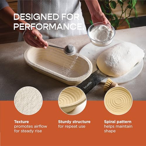 Krustic Banneton Bread Proofing Basket - 750g Oval Sourdough Baking Wood Pulp...