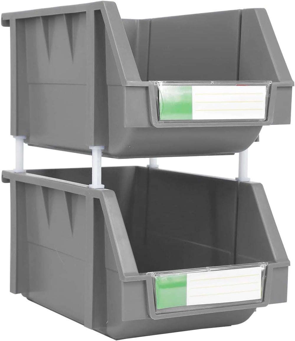 Stackable Storage Bins 2 Pack – 5.9" W x 9.4" D x 4.9" ,Heavy ...