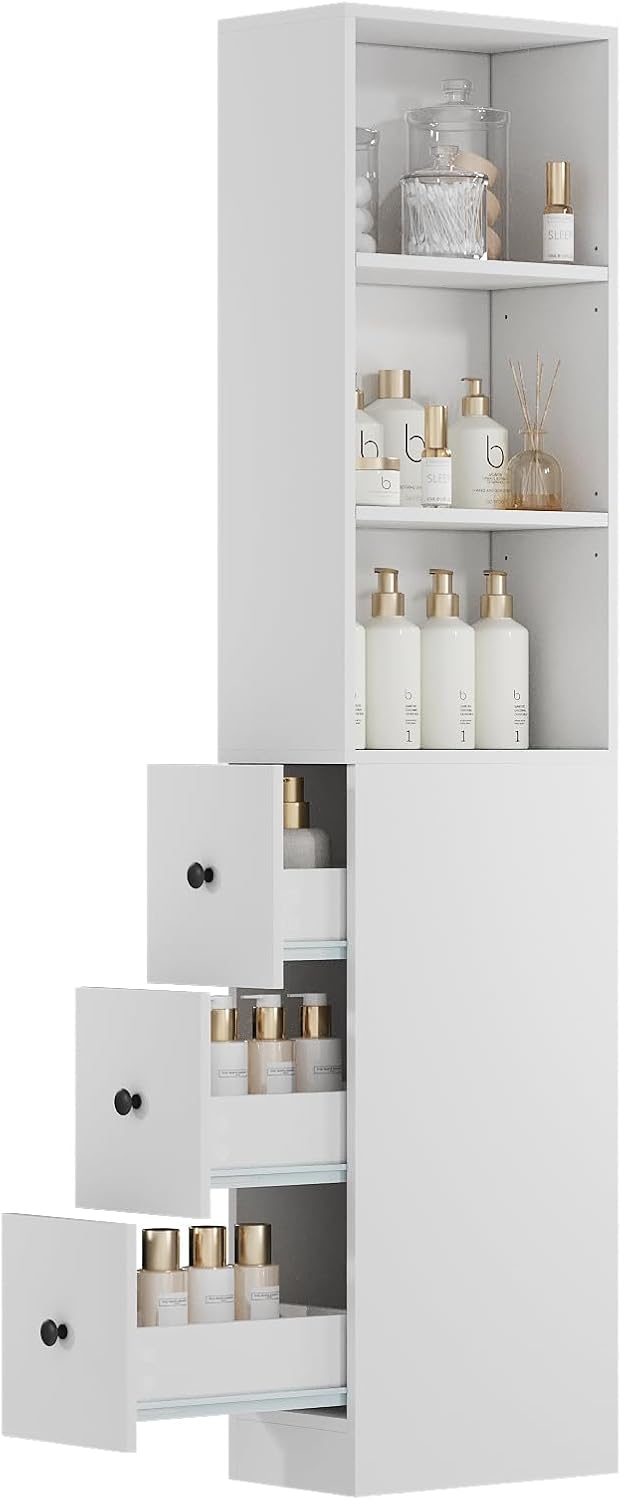 ARTETHYS Tall Slim Bathroom Storage Cabinet with 3 Adjustable Shelves