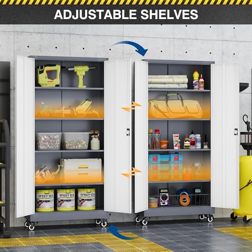 Fesbos Metal Rolling Storage Cabinet-74.6” Tall Steel File Cabinets with Whee...