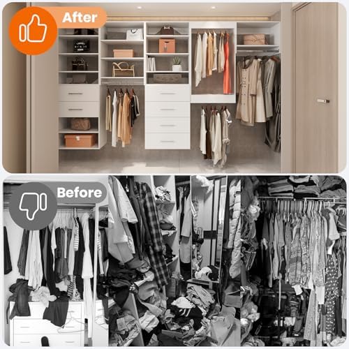 ROOMTEC Modular Closet System, 25.5" 4 Drawer Shelf Closet Tower Wall-Mo...
