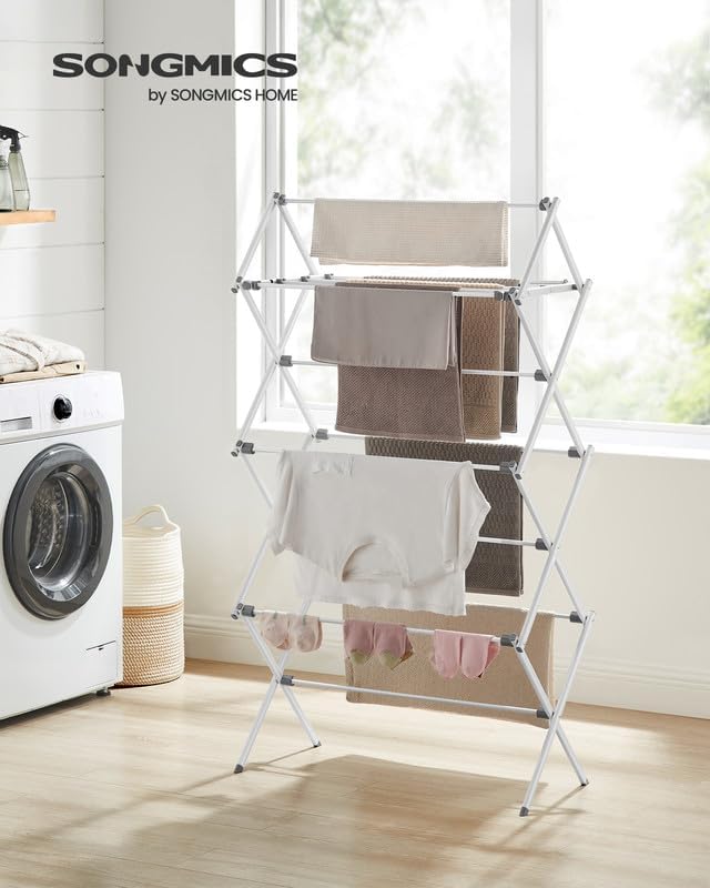 SONGMICS Foldable Clothes Drying Rack, 29.5 x 14.6 x 53.1 Inches