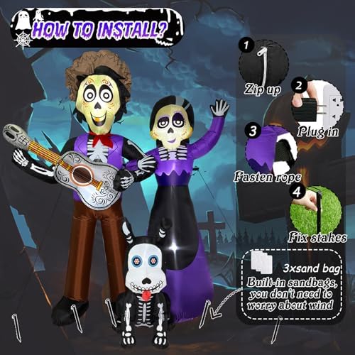 6 FT Halloween Inflatables Decoration, Blow Up Yard Decorations, Day of The D...
