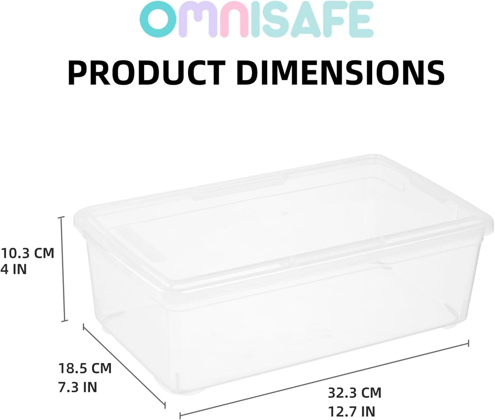 Stackable Plastic Storage Shoebox, BPA-Free Nestable Container with Latching ...