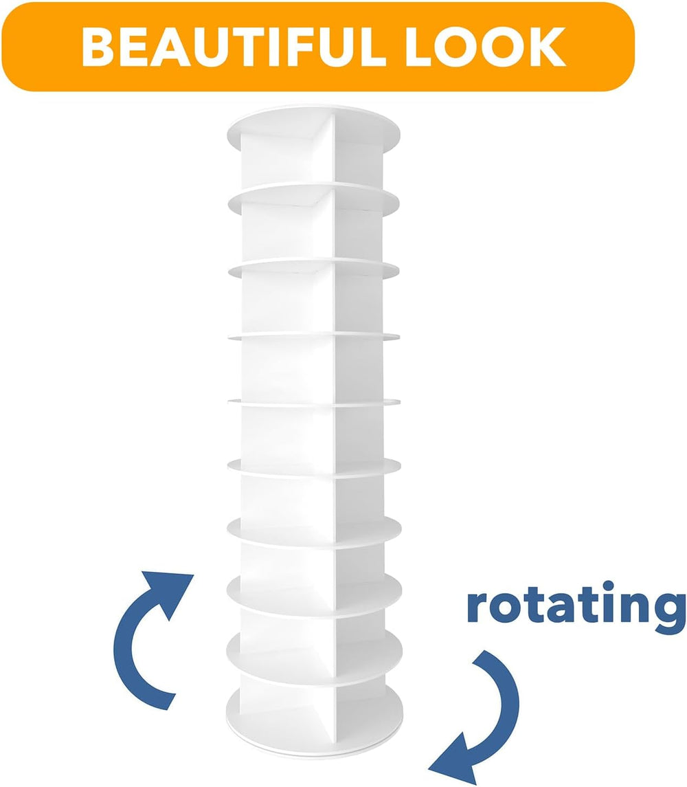 SpaceAid 9 Tier Rotating Shoe Rack Tower, Spinning Shoe Display Lazy Susan, R...