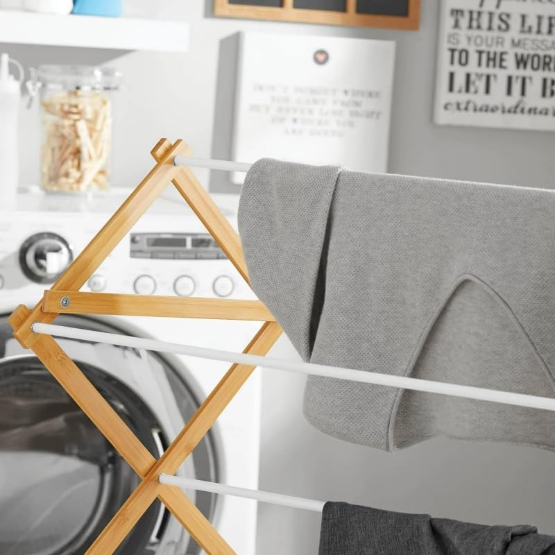 Bamboo Laundry Drying Rack, 7-Tier Foldable