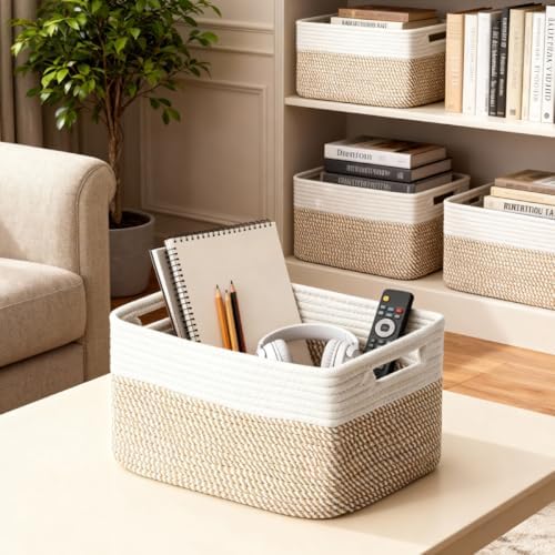 5 Pack Woven Storage Baskets, Decorative Storage Bins for Organizing