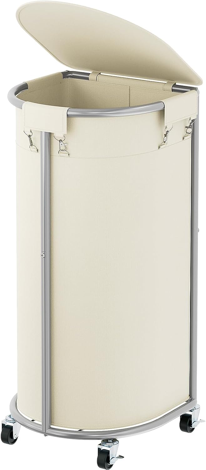 Laundry Hamper with Wheels and Lid, 100L Half Round Rolling Laundry Basket