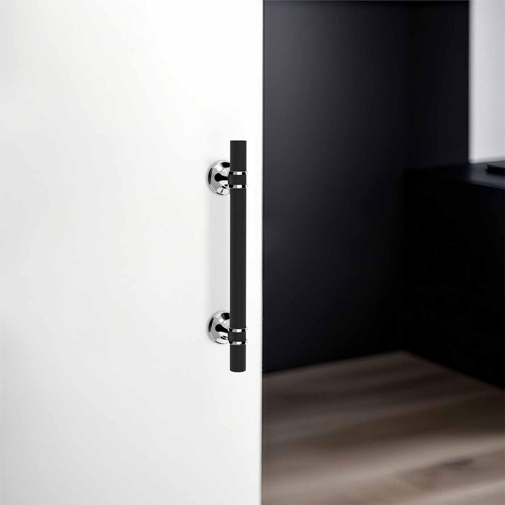 10 Pack 5 Inch Black and Polished Chrome Cabinet Handles
