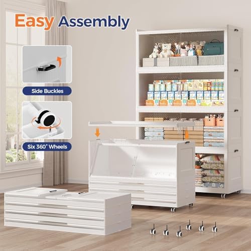 200GAL Extra Large Storage Bins with Lid, 800QT Collapsible Organizer with Wh...