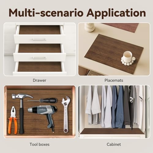 Drawer Shelf Liner for Kitchen Cabinets, Non Adhesive Slip Resistant Shelf Pa...