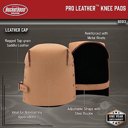 Bucket Boss Pro Leather Knee Pads 92013, Tan|Brown