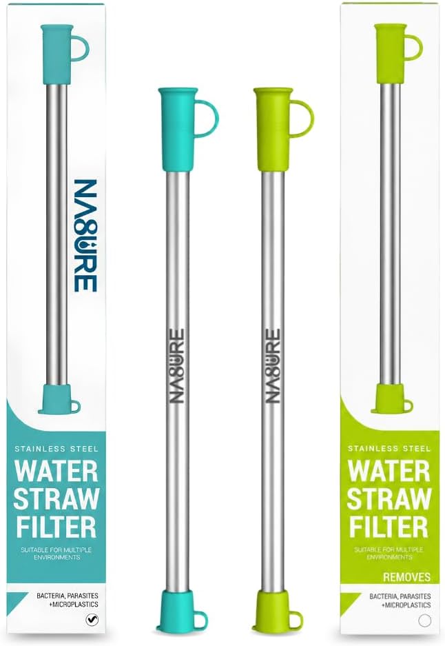 Microplastic Filter Straw 2 Pack | Stainless Steel Water Filter Straw, Hollow...