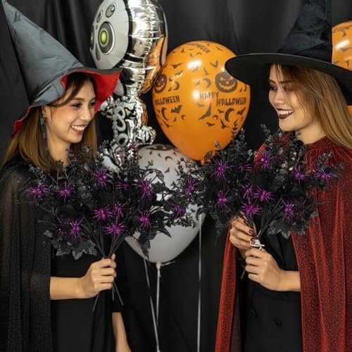 Giegxin 15 Pcs Halloween Floral Picks Artificial Flowers Stems Decorations