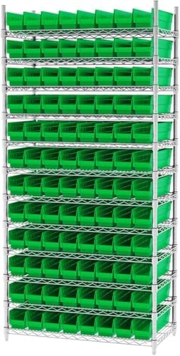 Akro-Mils 30128 Plastic Nesting Shelf Bin Box, (18-Inch x 4-Inch x 4-Inch), G...