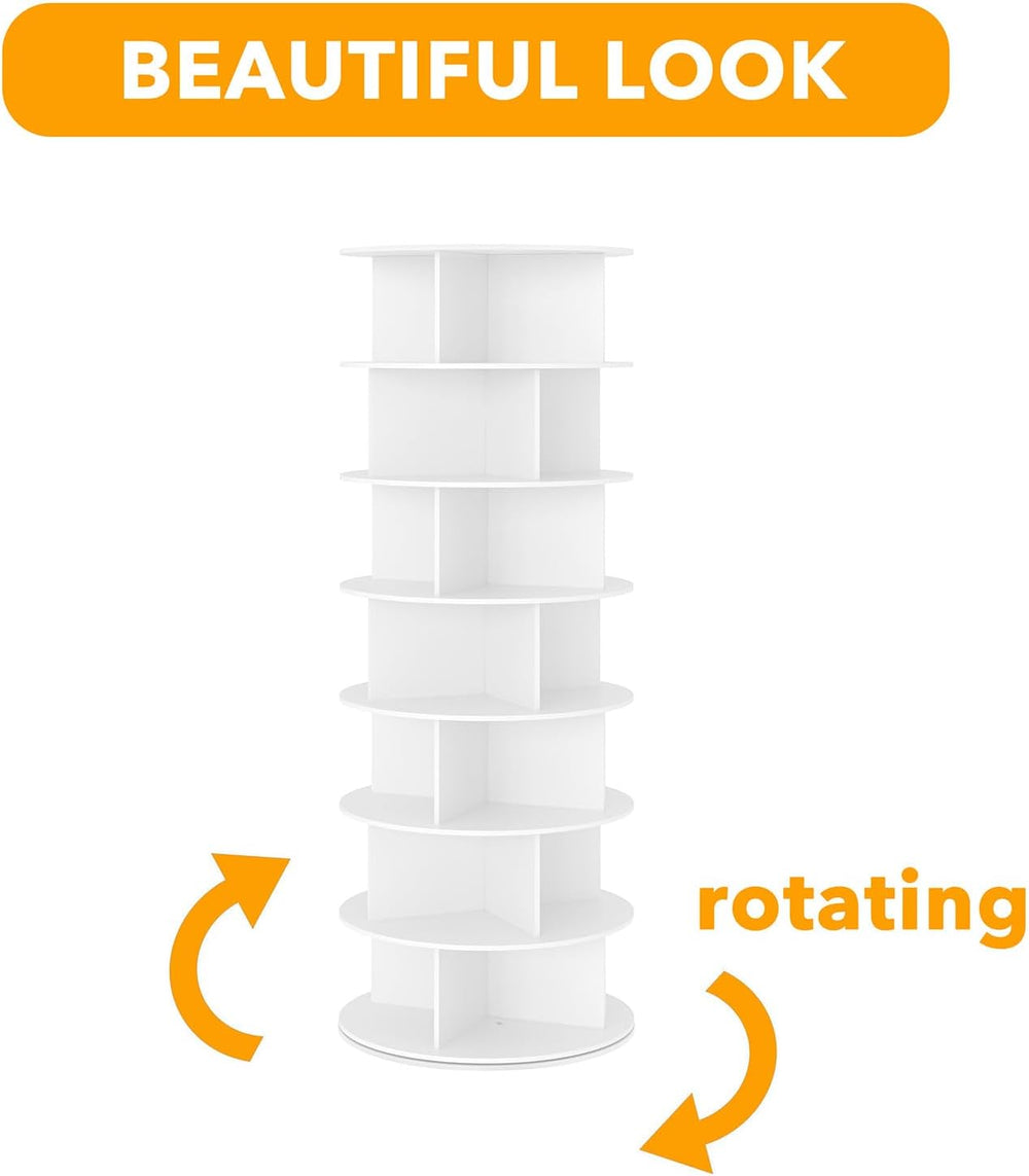 SpaceAid Cross Style 7-Tier Rotating Shoe Organizer, Spinning Shoe Rack Tower...