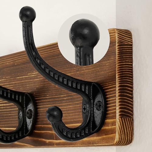 WEBI Rustic Coat Rack Wall Mount,24" Long 6 Cast Iron Coat Hooks Wall Mo...