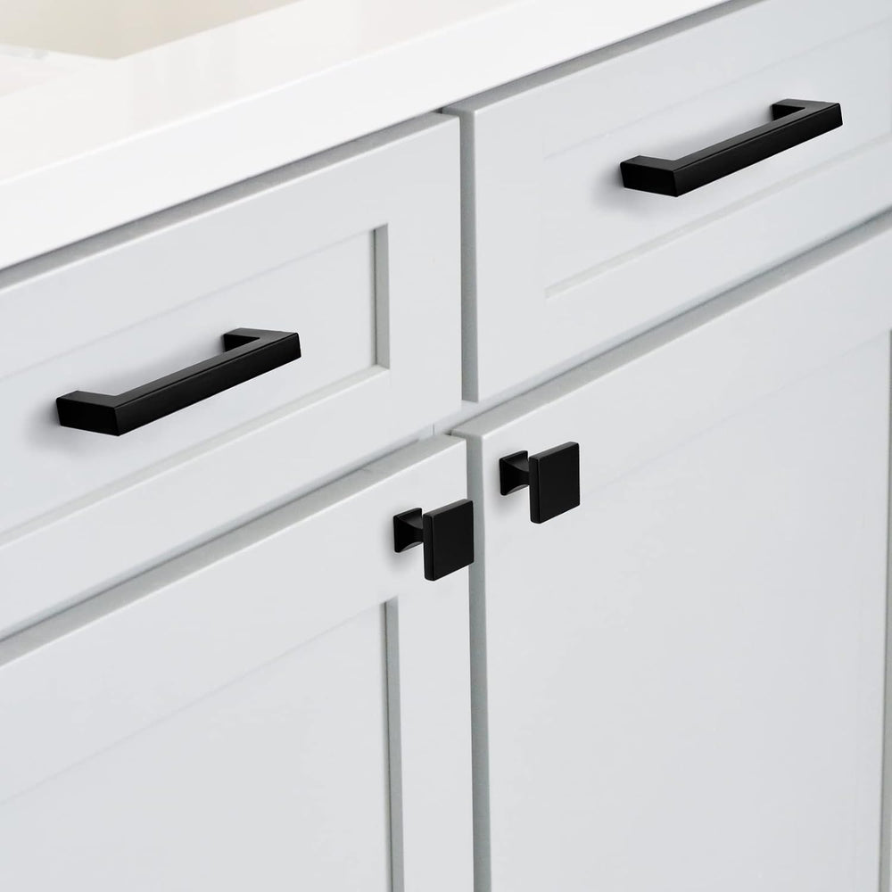 homdiy Black Cabinet Knobs 10 Pack Matte Black Square Cabinet Knobs