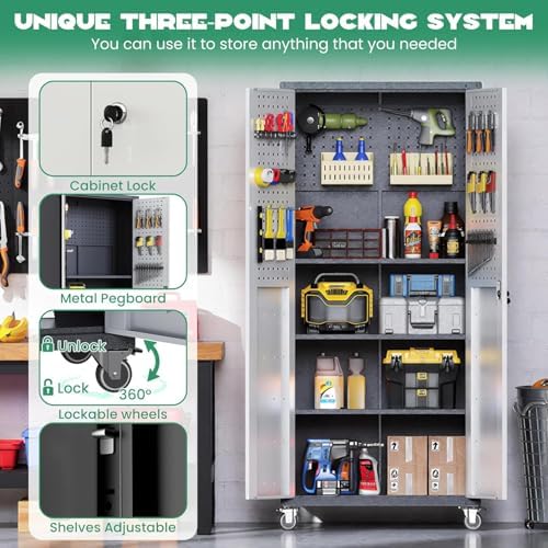 Garage Cabinet System | Heavy Duty Steel All-in-One Modular Garage Cabinet Se...